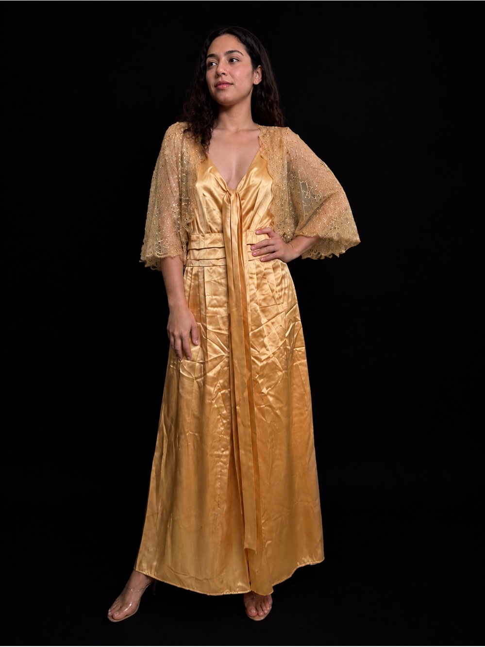 ✨ Custom Made Mother of the Groom Formal Gown with Beaded Bolero | Gold